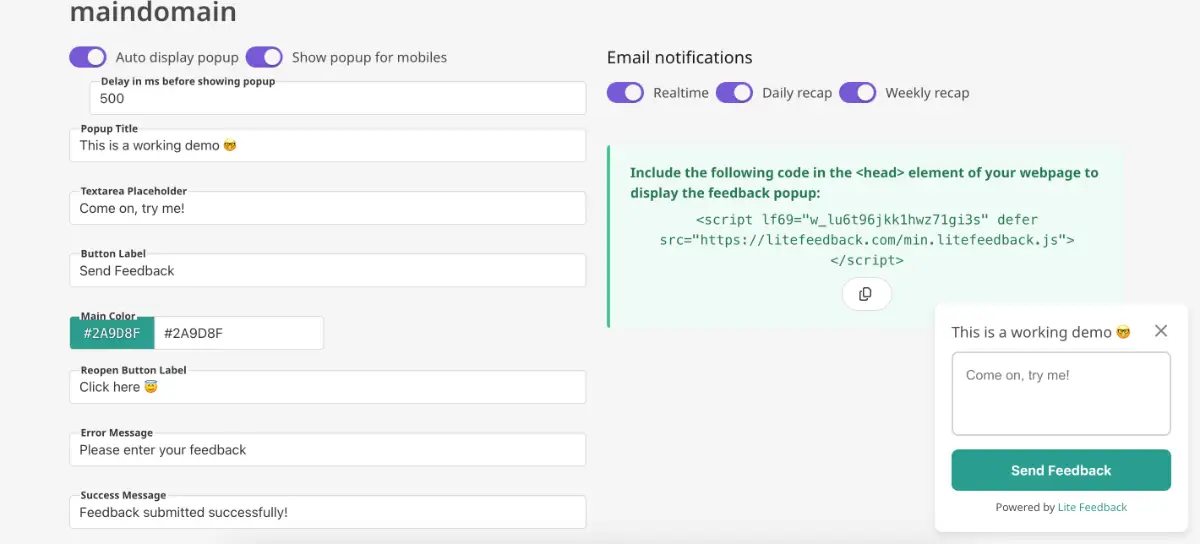 Lite Feedback product image