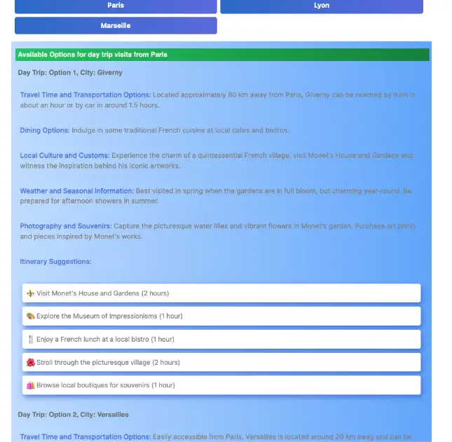 AI Itinerary trip product image
