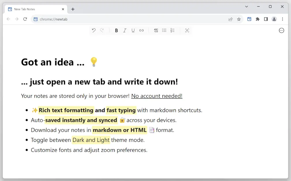 New Tab Notes product image