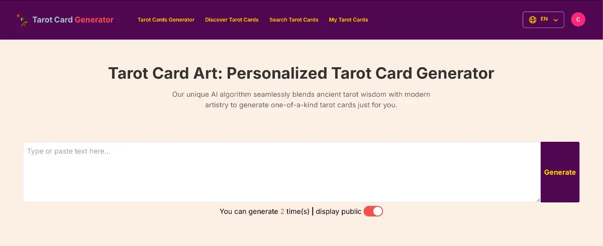 Tarot Card Generator product image