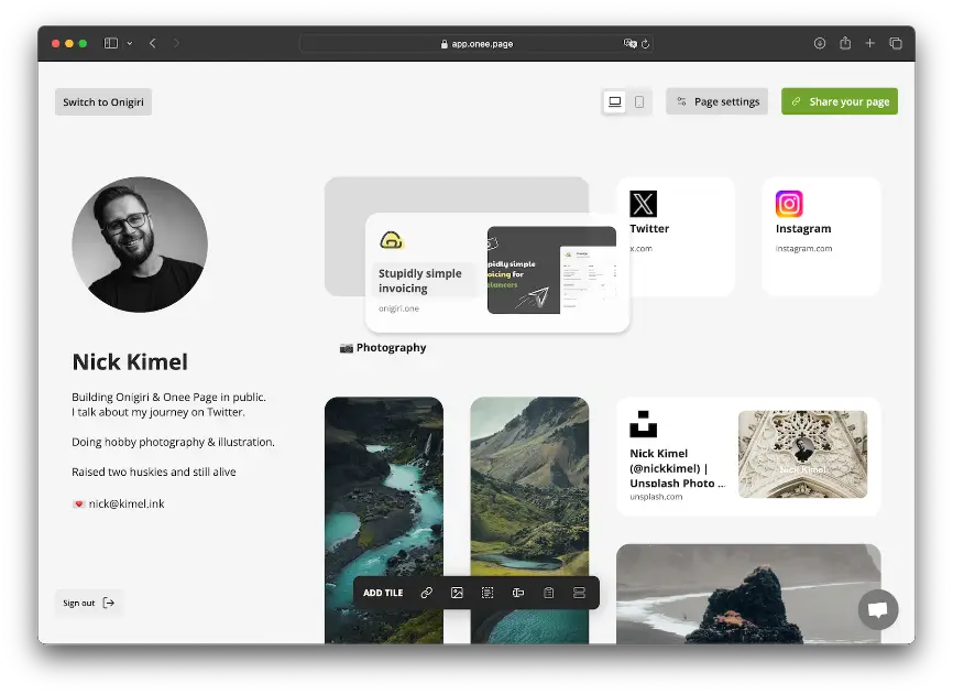 One Page product image