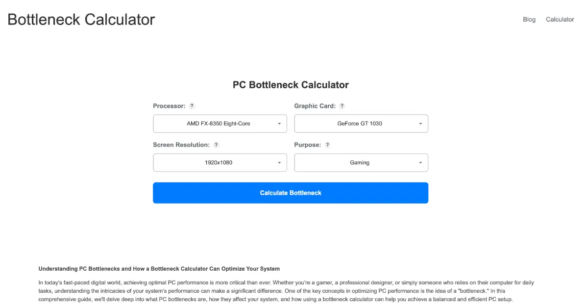 Bottleneck Calculator product image