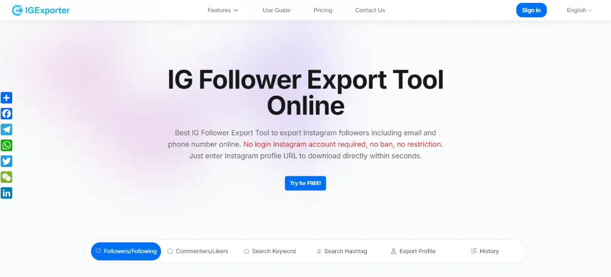 IG Follower Export Tool product image