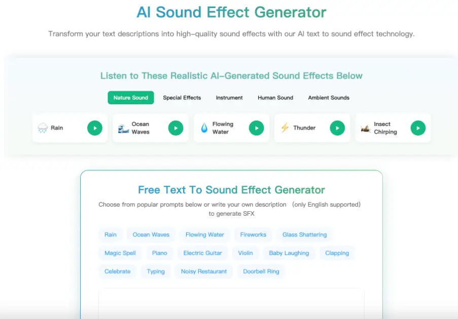 Free AI sound effect generator product image
