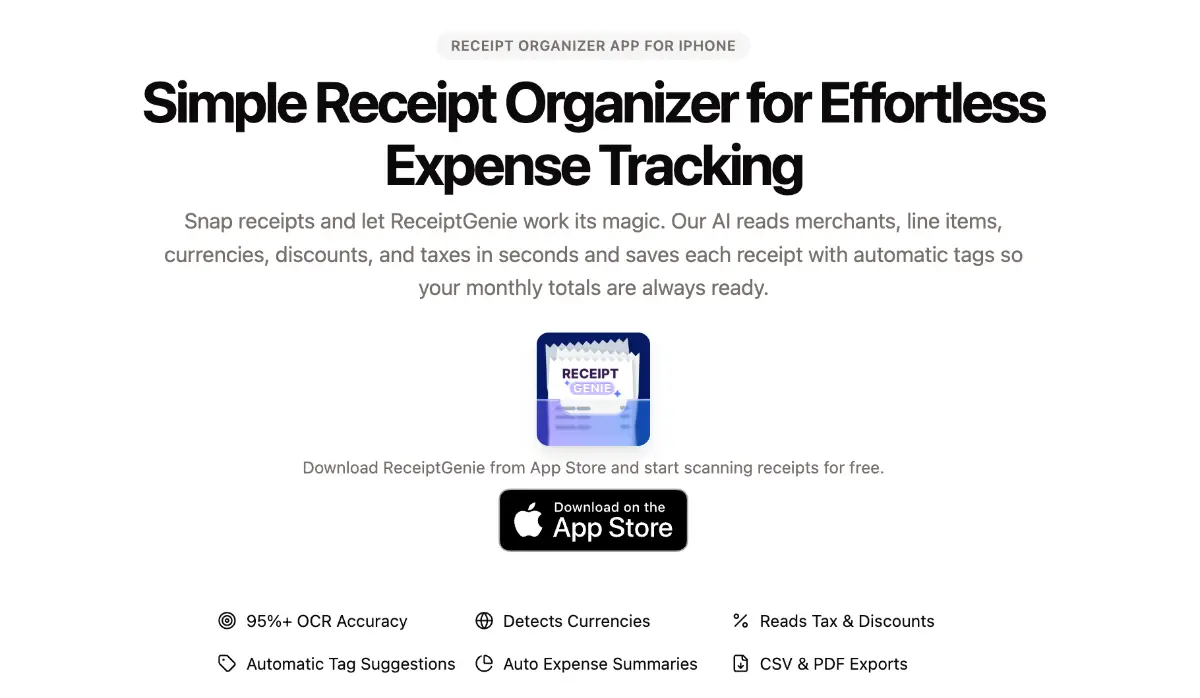 Receipt Organizer - ReceiptGenie product image