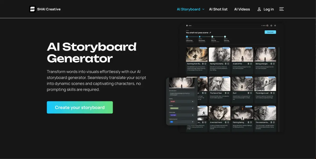 Shai - AI Storyboard Generator image number 01