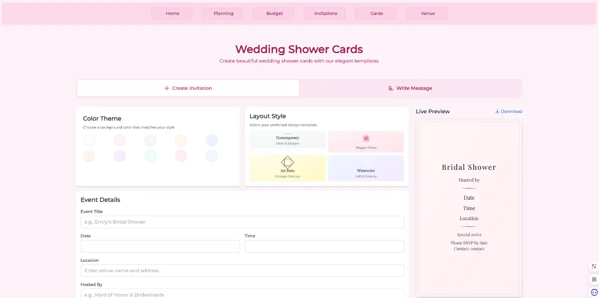 wedding shower cards generator image number 01