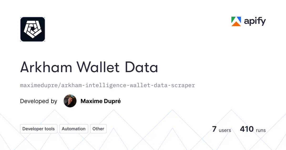 Arkham Wallet Data product image