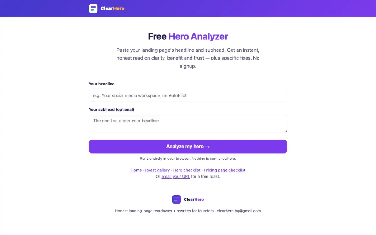 ClearHero Hero Analyzer image number 01