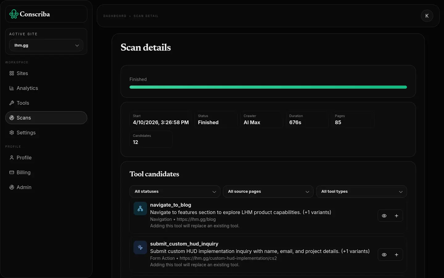 Conscriba - create WebMCP automatically image number 01