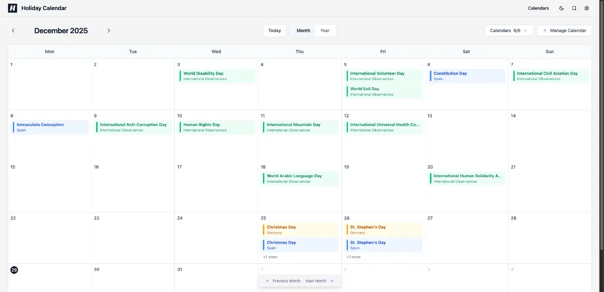 HolidayCalendar product image