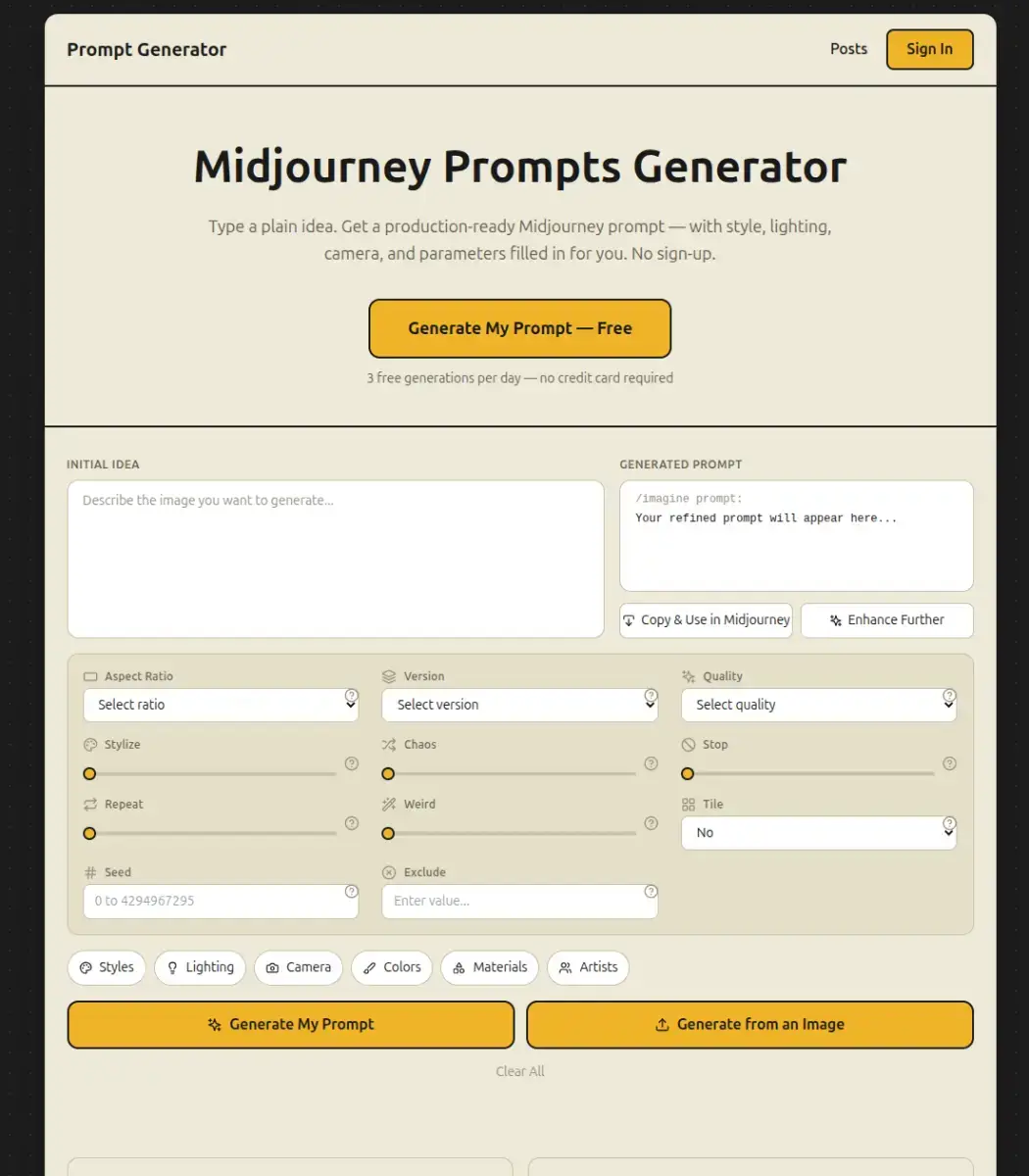 Midjourney Prompt Generator image number 01