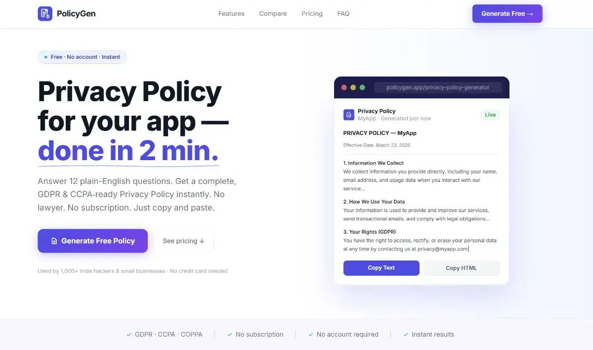 PolicyGen - Privacy Policy Generator image number 11