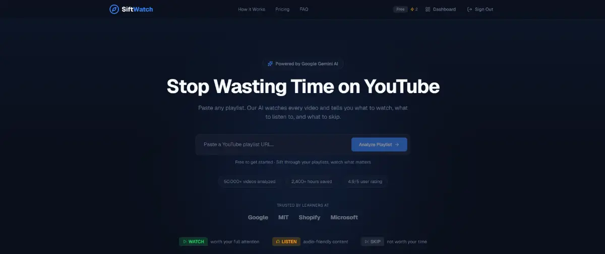 SiftWatch - Which YouTube videos to skip image number 01