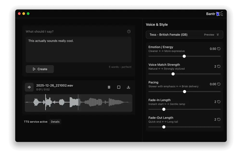 Bantr: Unlimited TTS for Mac image number 11