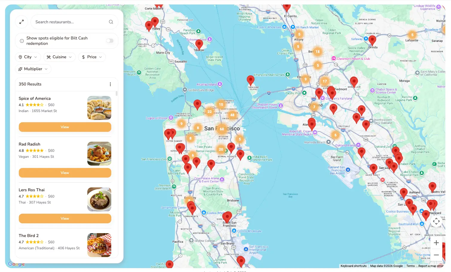 Bilt Dining Restaurants Map image number 01