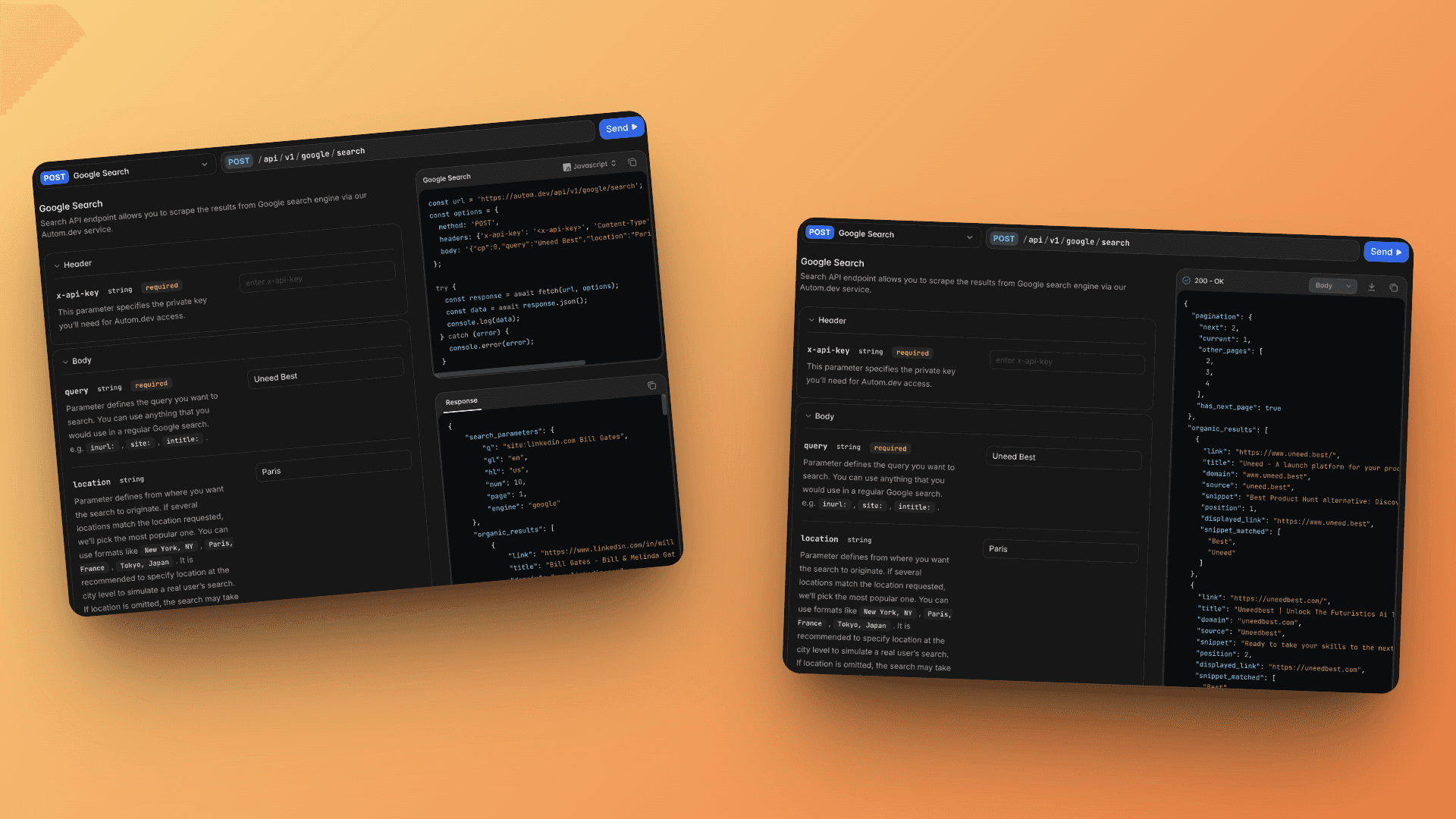 Request example to check the results for Uneed Best