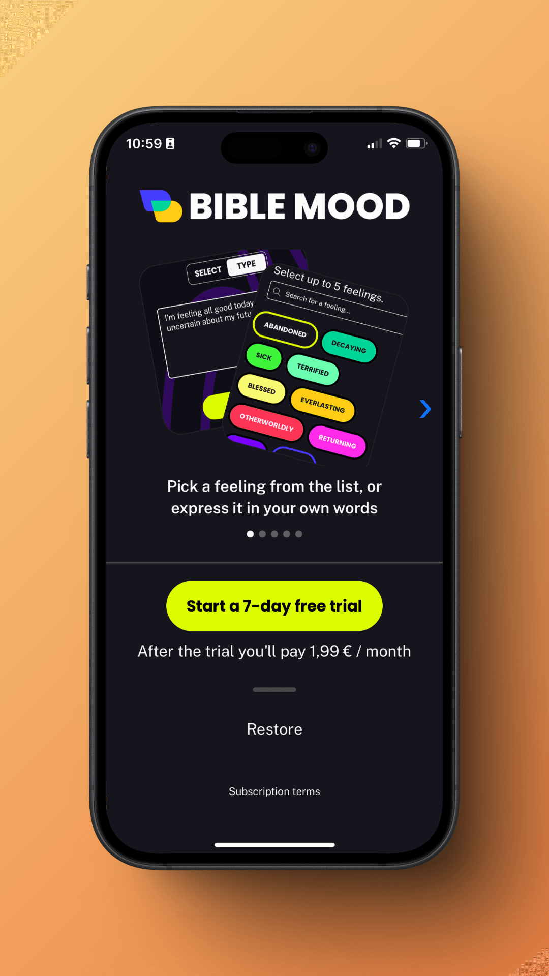 Transparent subscription options with free trial