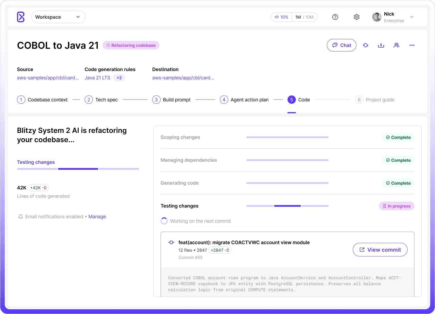Example of a Blitzy generation