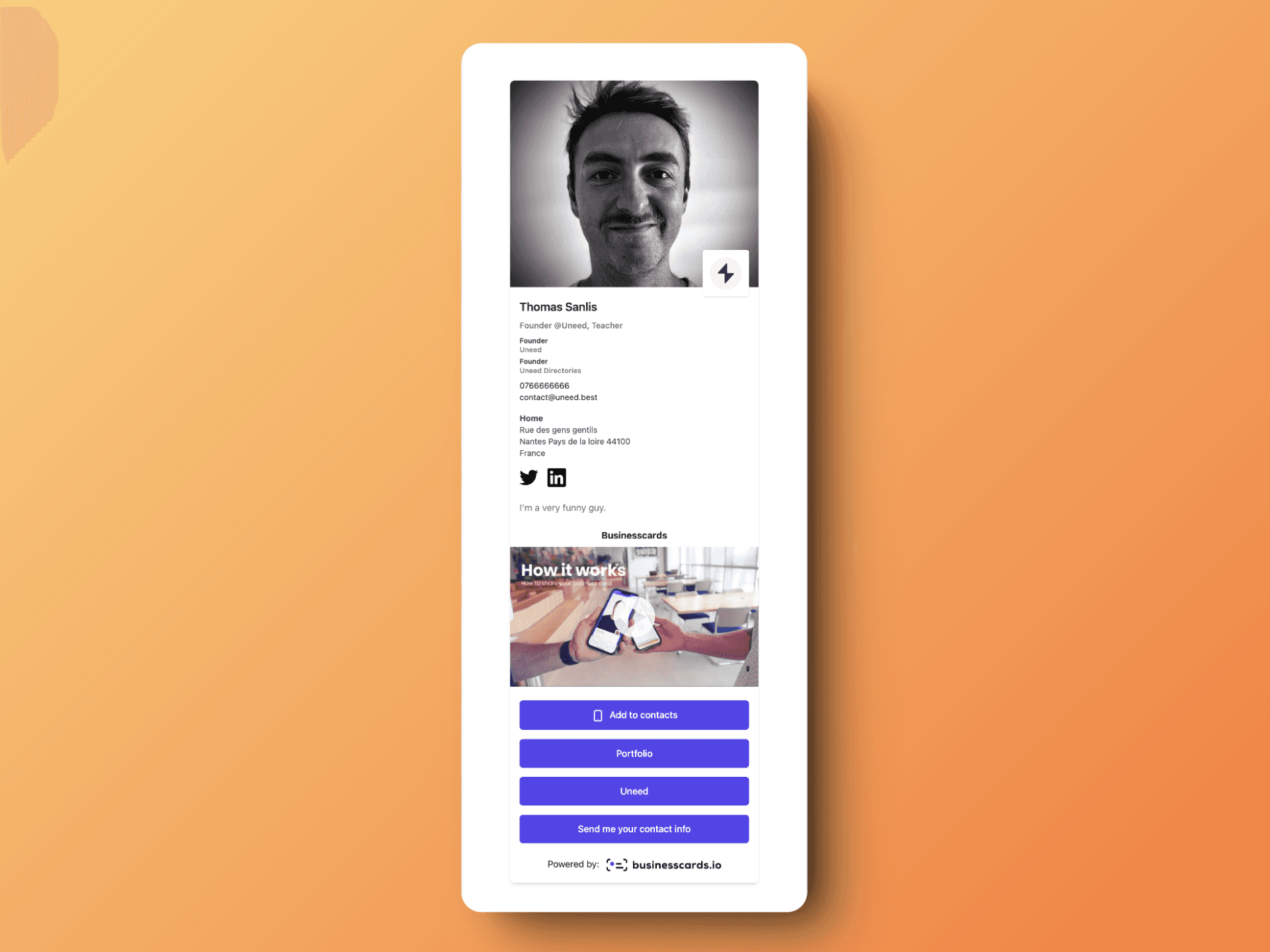 Businesscards.io - Create a new business card
