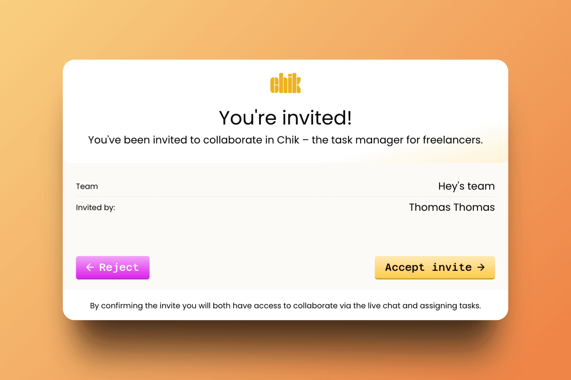 Simple client invitation process