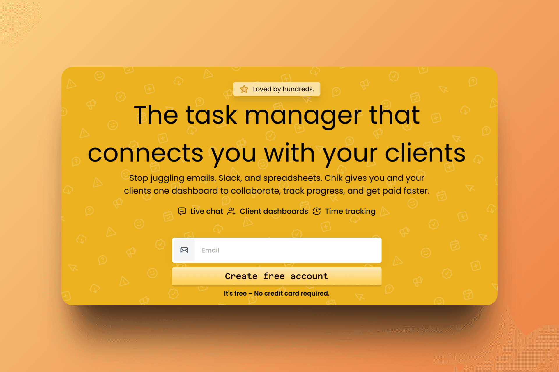 Chik's clean and inviting hero section