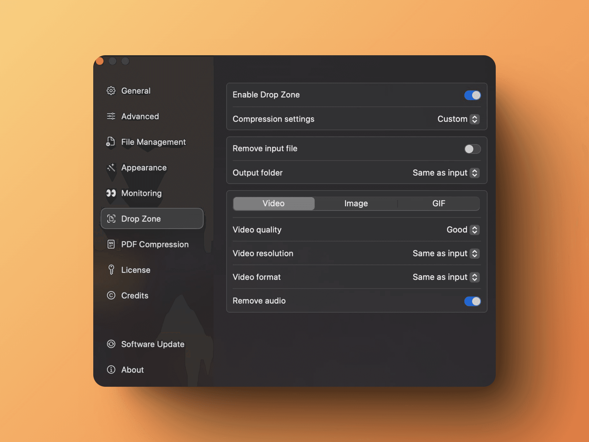 Automatic compression settings