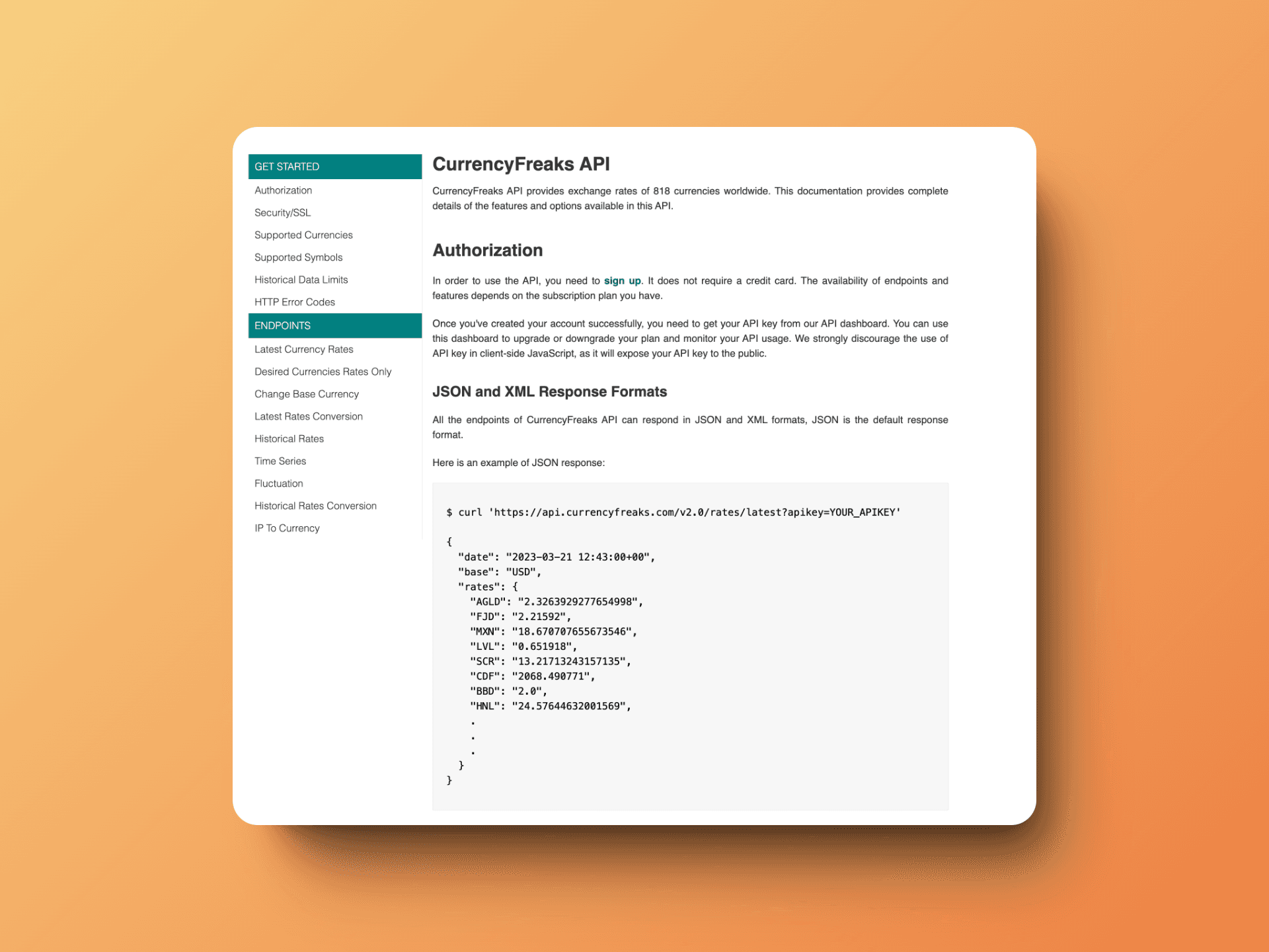 CurrencyFreaks documentation