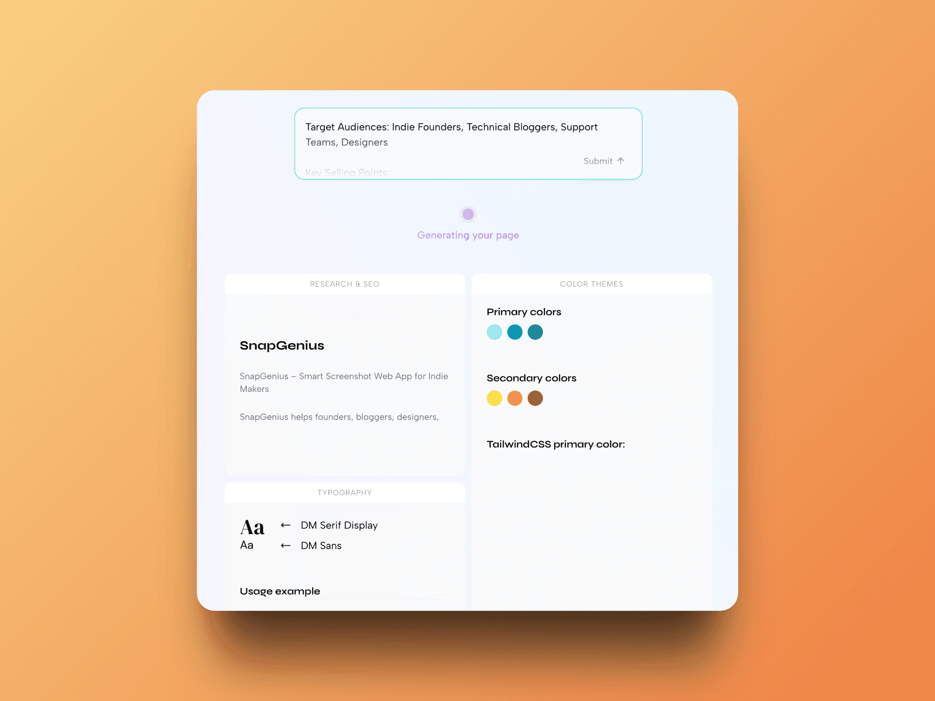 PageAI is generating our website live!