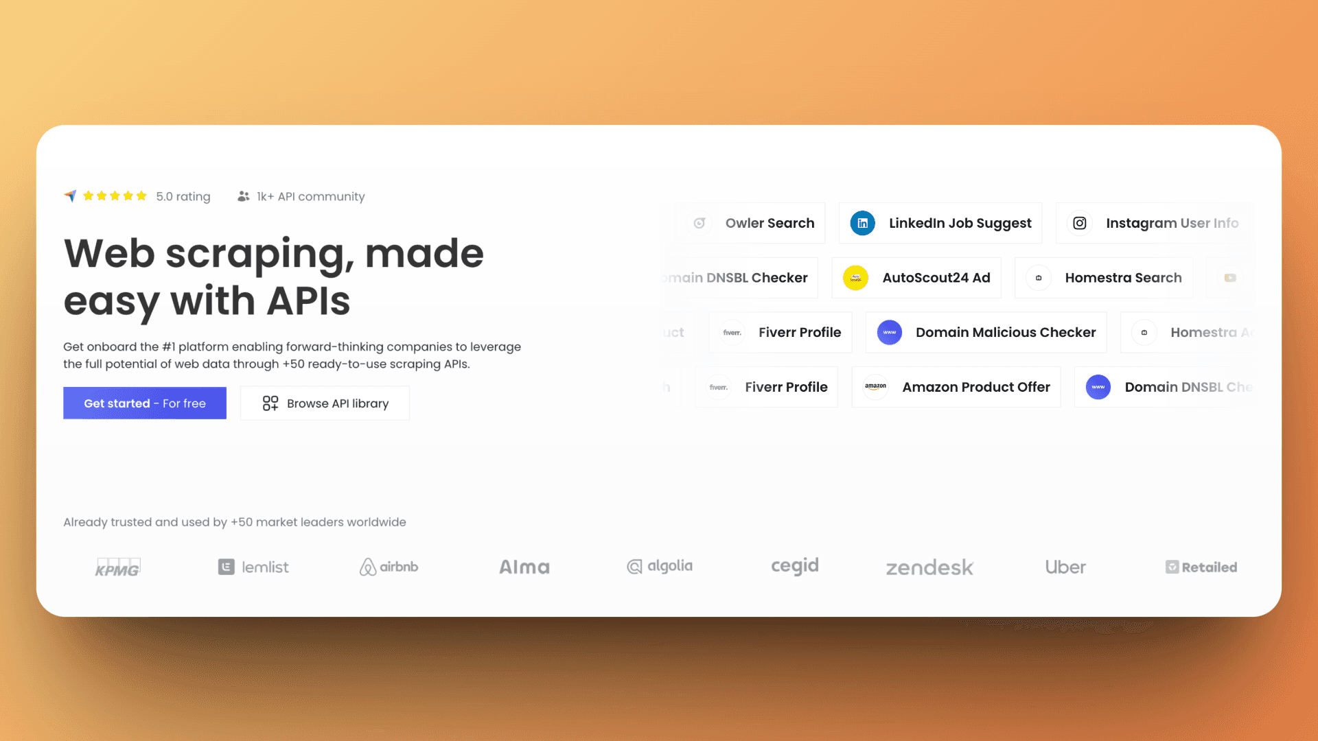 Piloterr's clean landing page with interactive API previews
