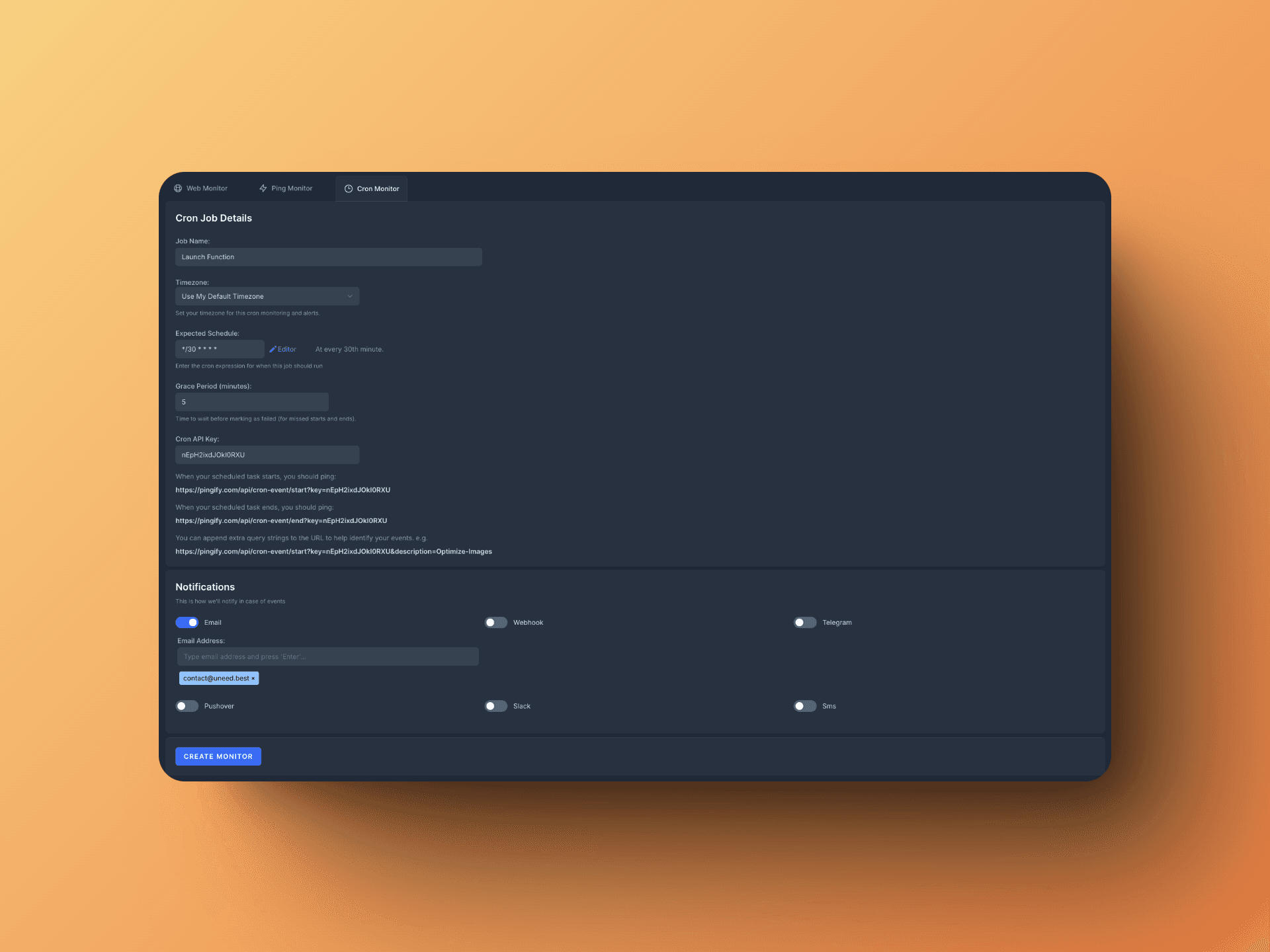 Creating a new cron job monitor