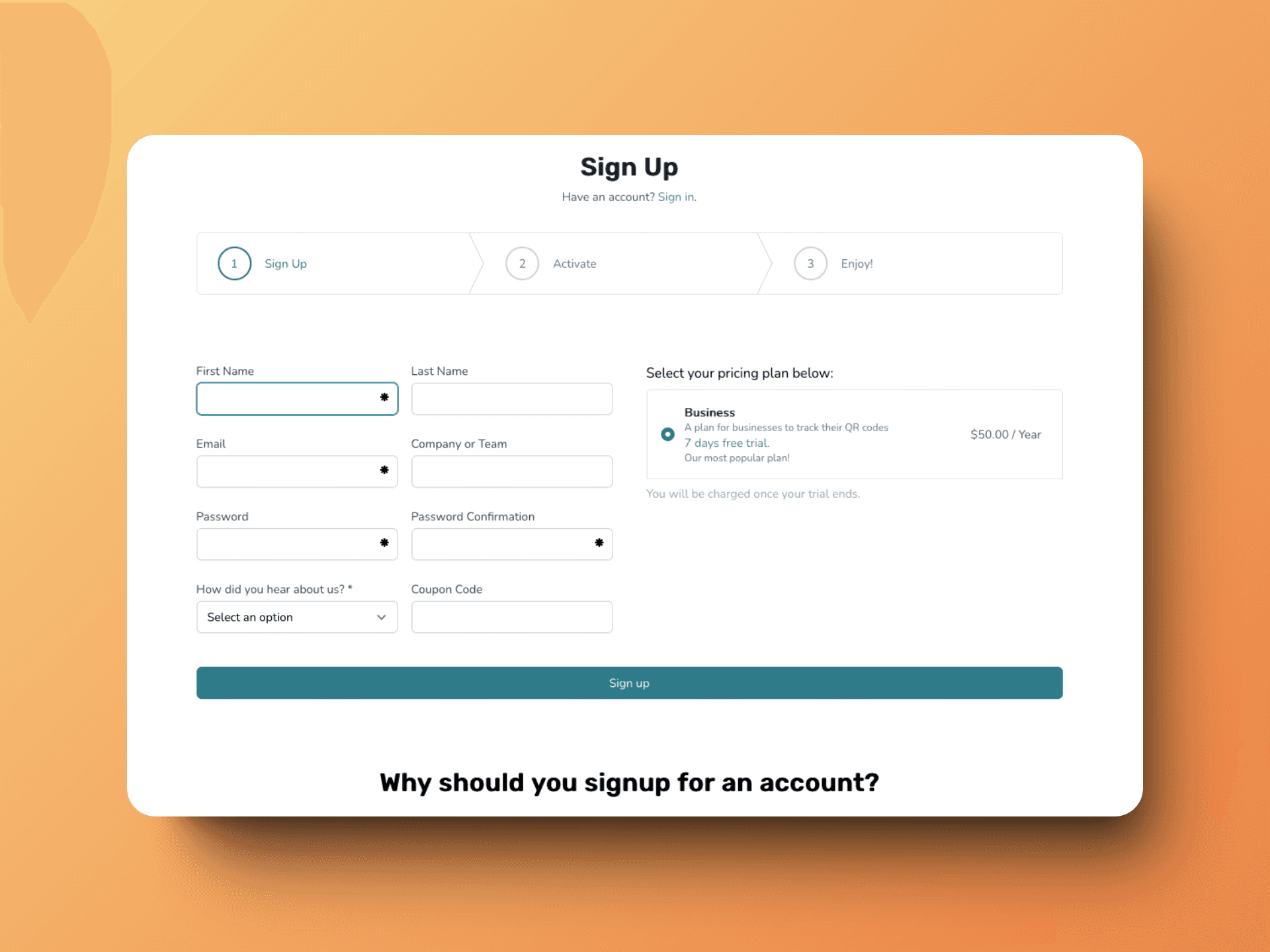 Register and subscribe