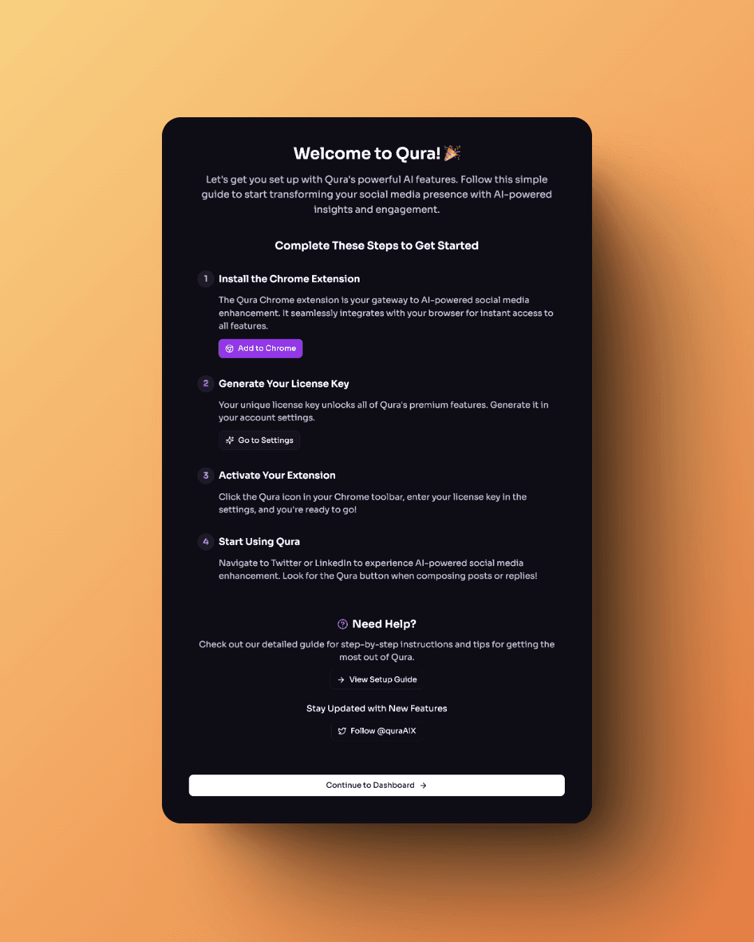 Clean and straightforward onboarding process
