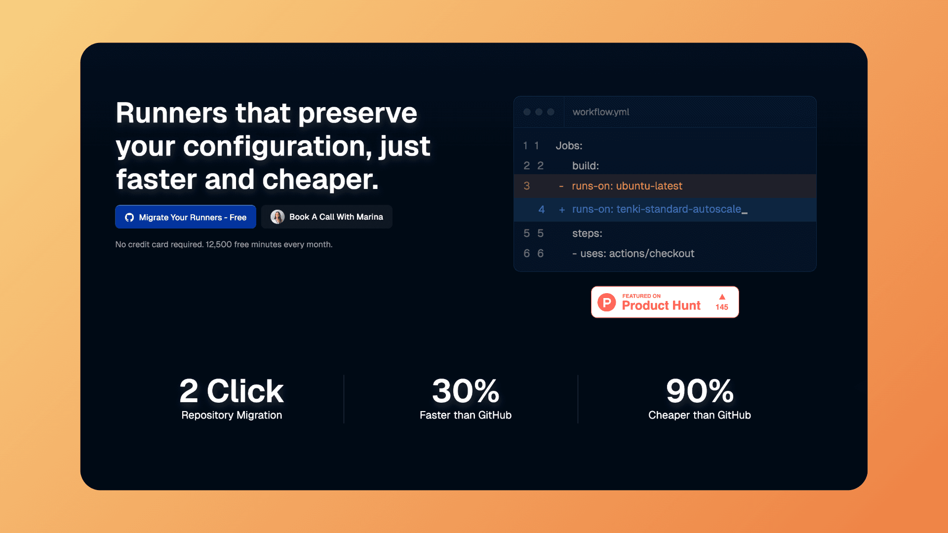 Tenki's confident landing page with bold performance promises