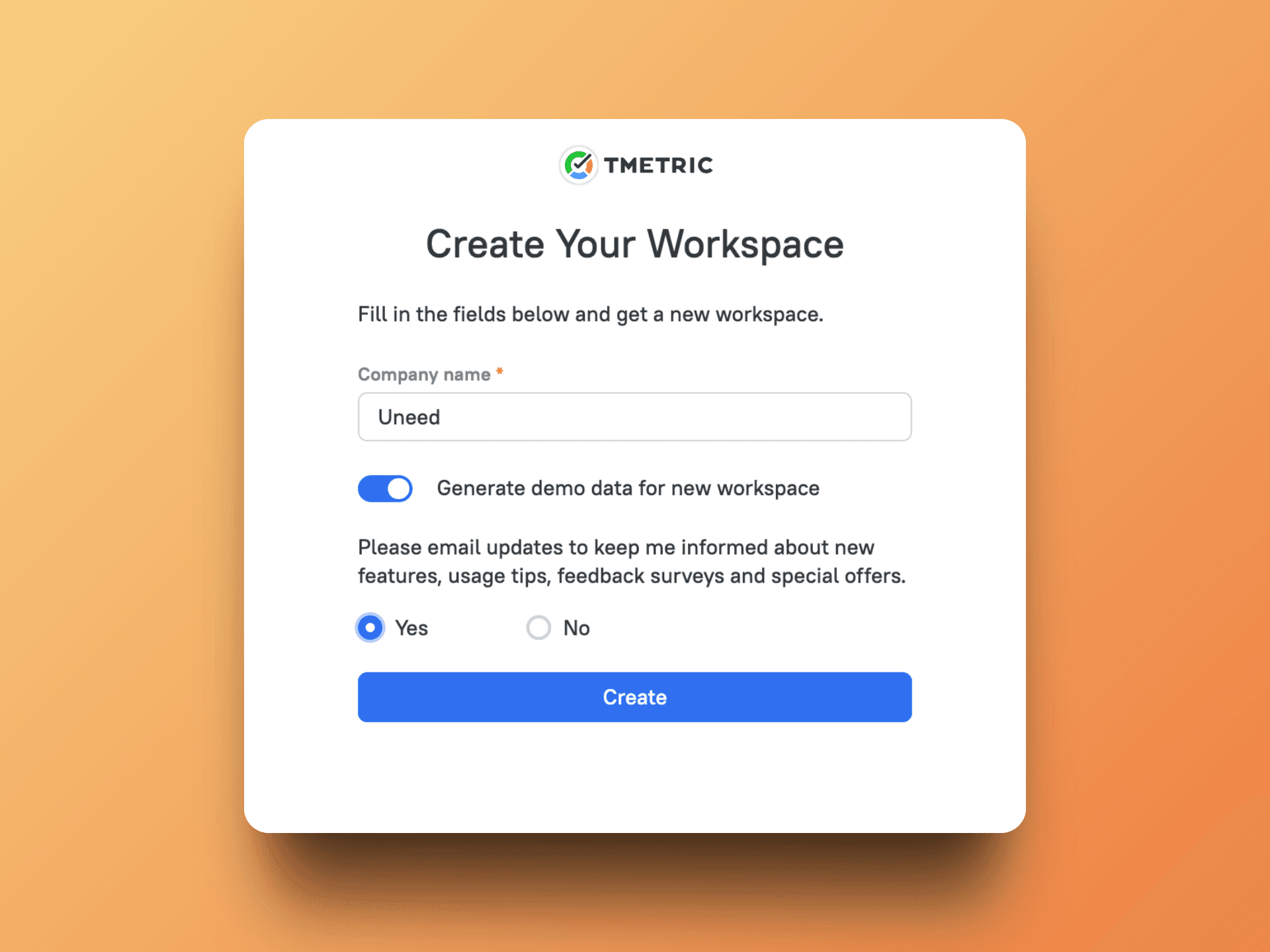 Simple workspace creation process