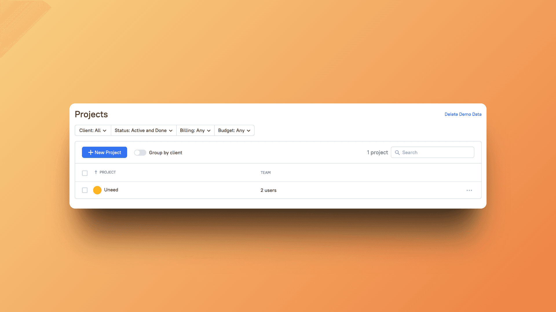 Project management interface