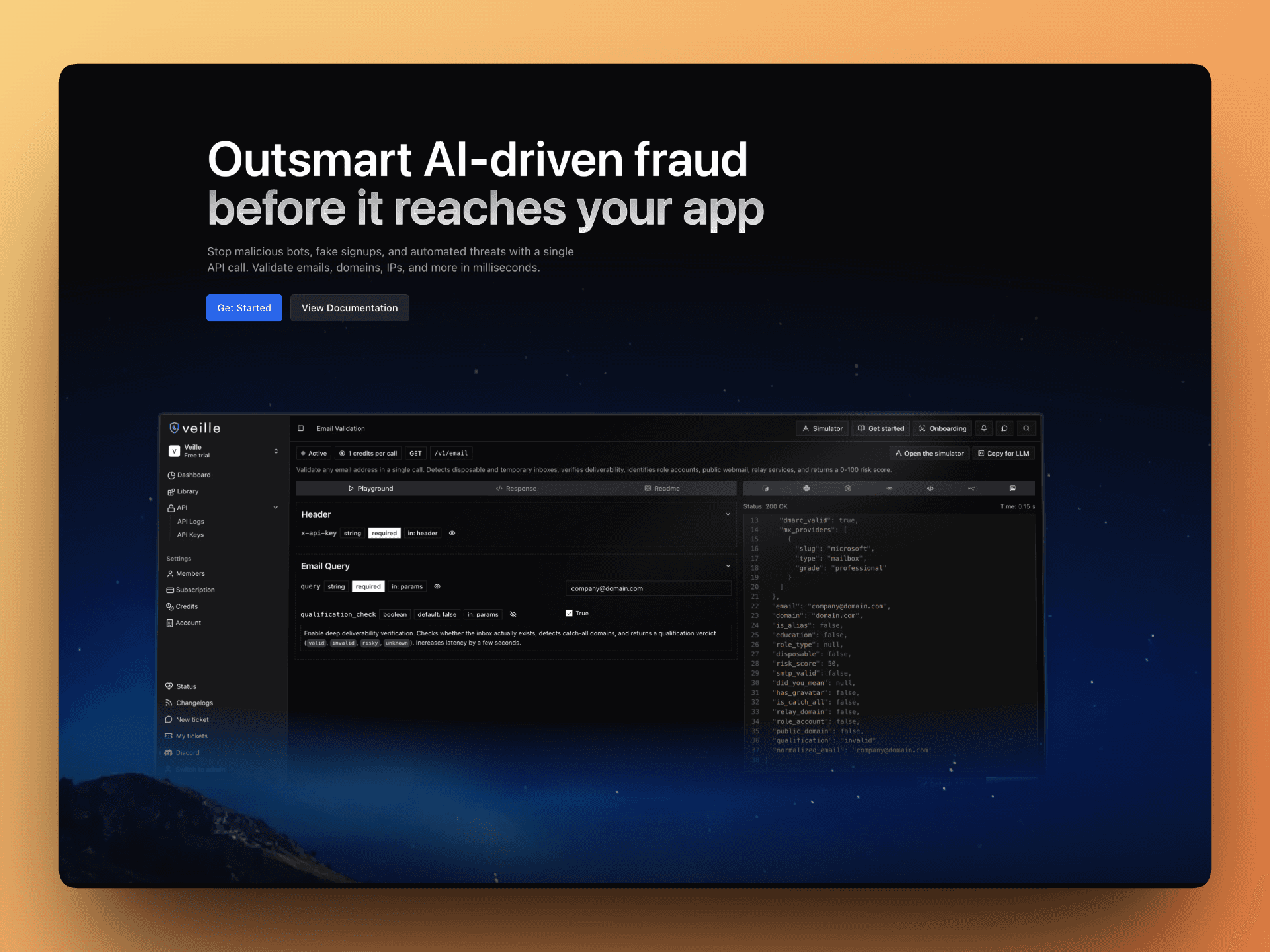 Veille's homepage - clean, developer-focused design