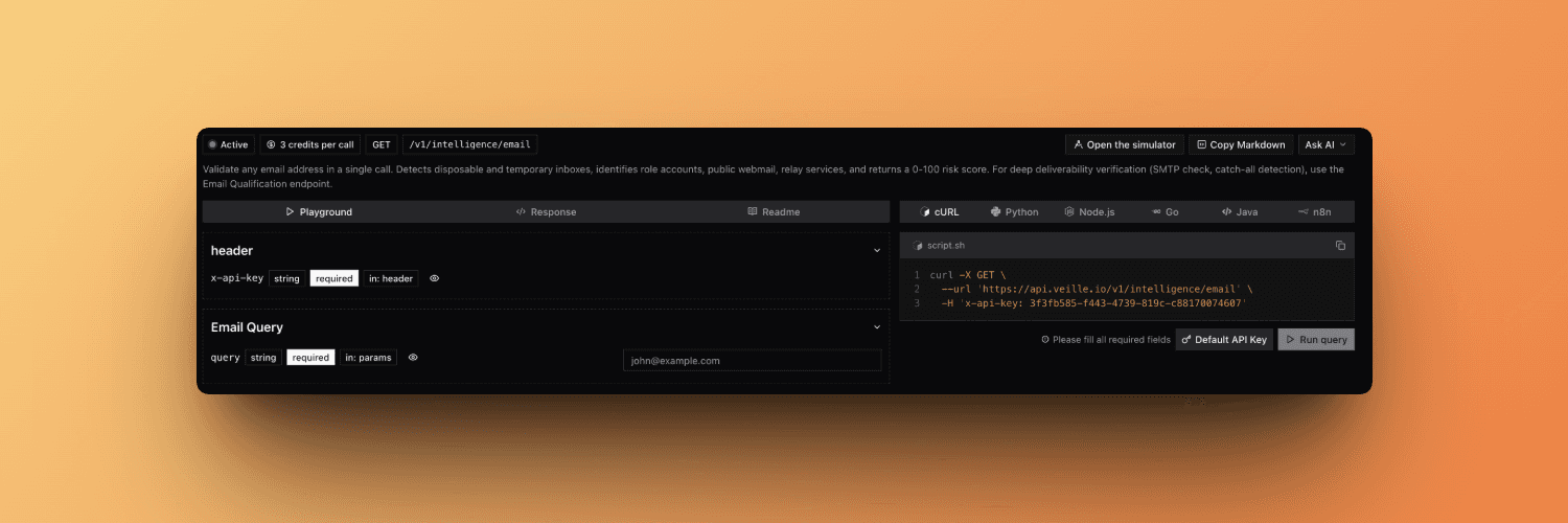 Testing the email validation endpoint