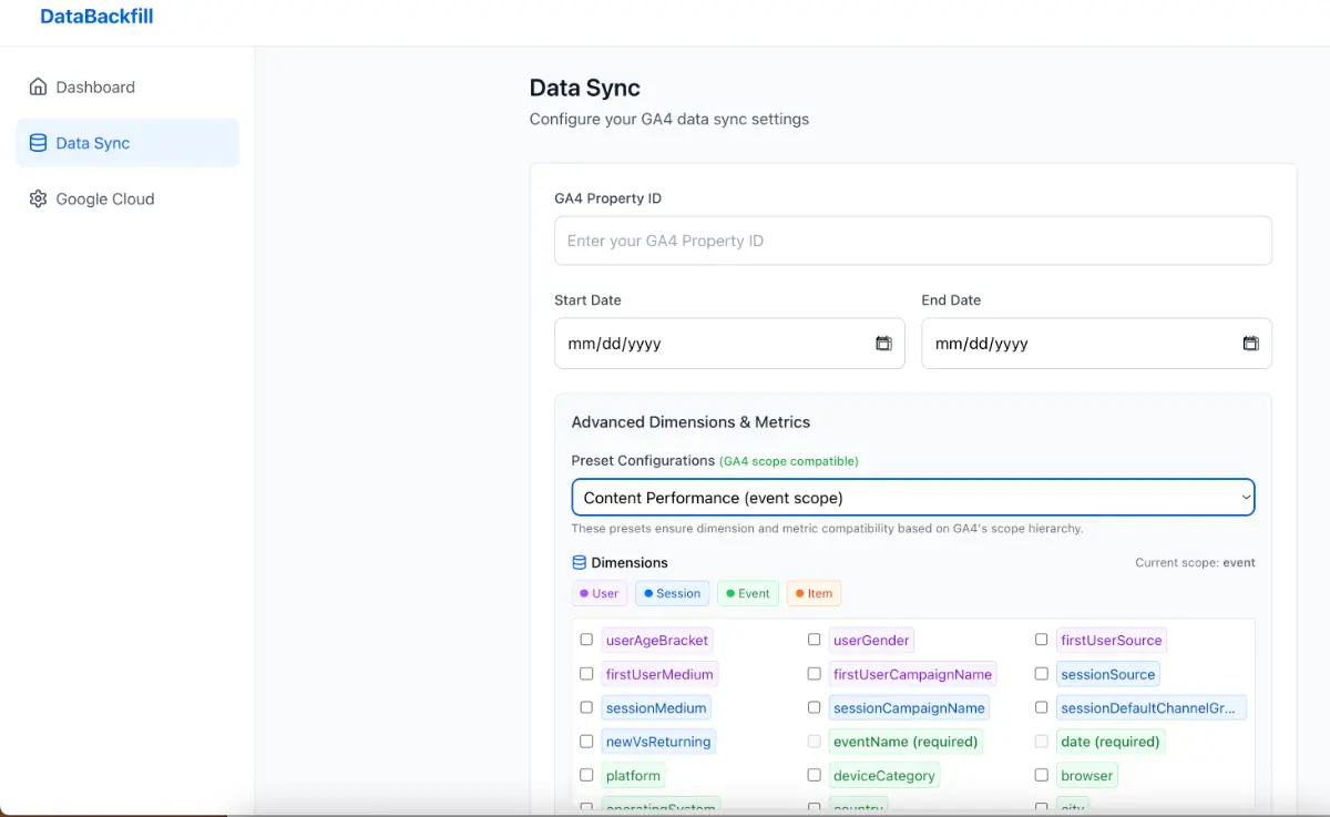 DataBackfill screenshot 3