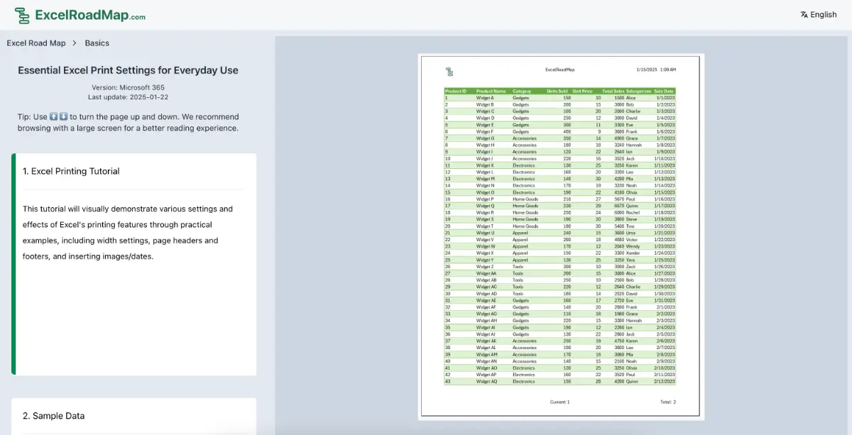 ExcelRoadMap screenshot 2