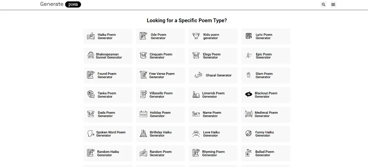 Generatepoem.io screenshot 2