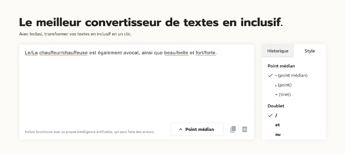 Inclusi.fr - Convertisseur de texte en inclusif screenshot 2
