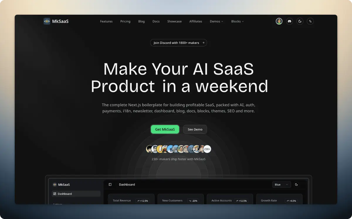 MkSaaS screenshot 3