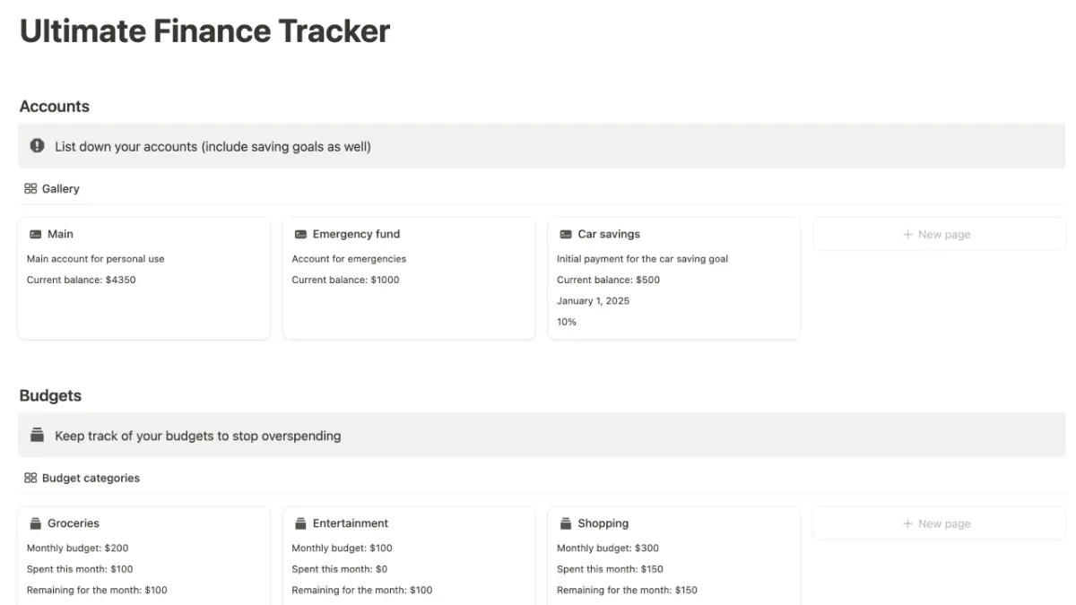 Notion Ultimate Finance Tracker screenshot 3