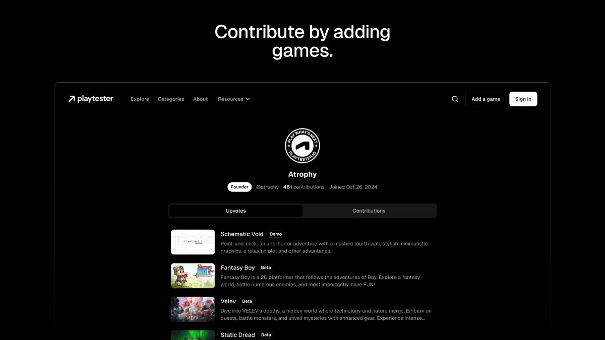 Playtester screenshot 3
