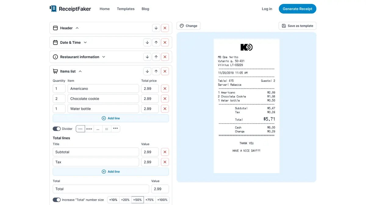 Receipt Faker screenshot 2