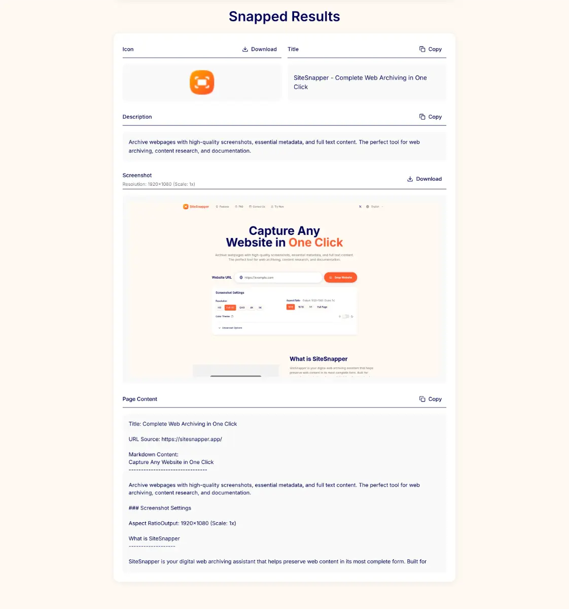 SiteSnapper screenshot 2
