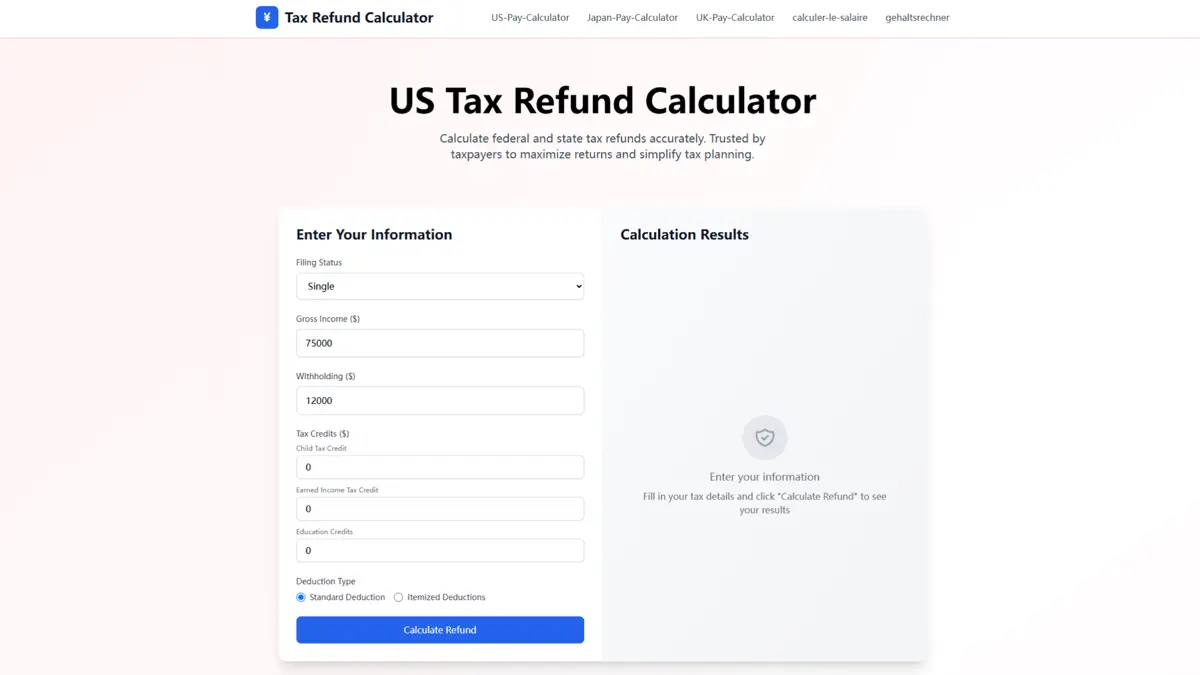 Tax Refund Calculator screenshot 1