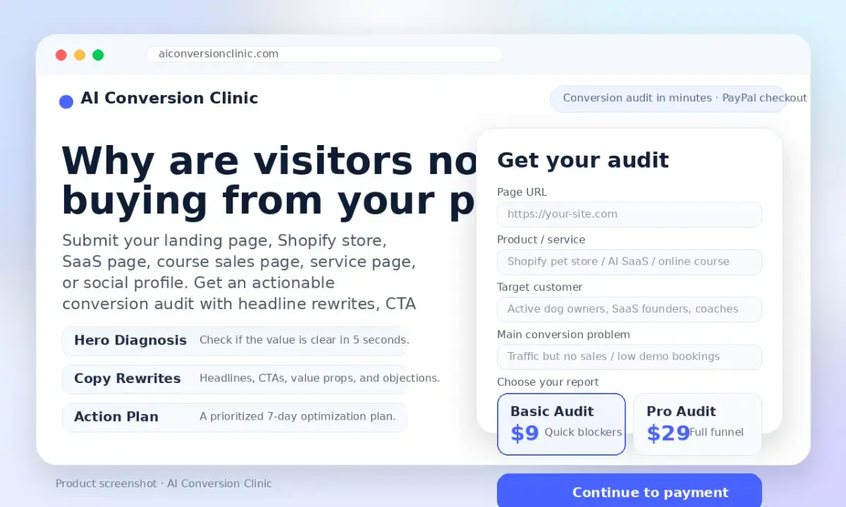AI Conversion Clinic screenshot 1