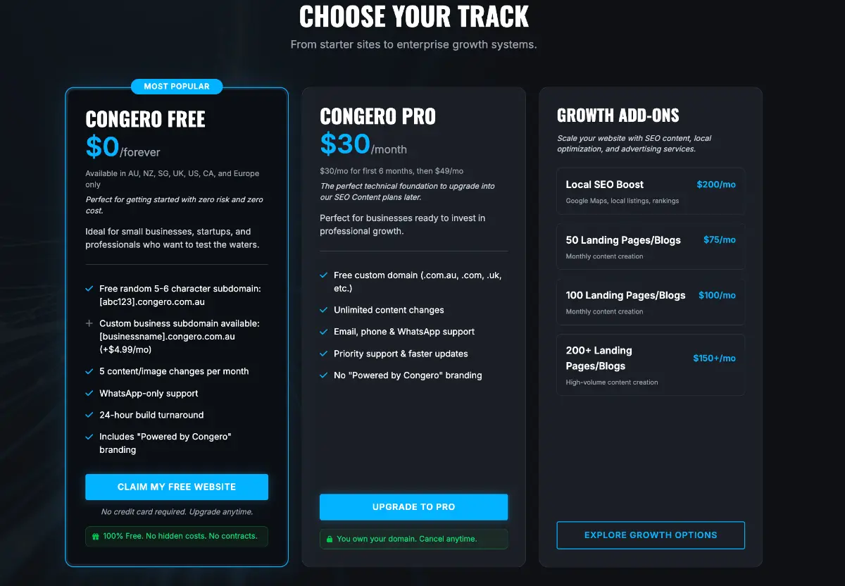Congero Free Website Builder screenshot 2